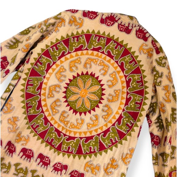 Sold-vintage boho batik long-line patchwork quilted coat - Picture 6 of 9